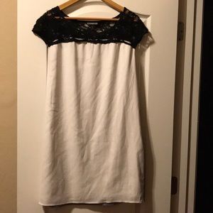 Express lace two tone shift dress